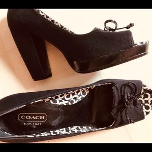 Coach Block Peep-Toe Heels